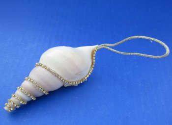 Wholesale Tibia shell ornament with crystal rhinestone close chain in gold color - 12 pcs @ $1.35 each; 60 pcs @ $1.20 each