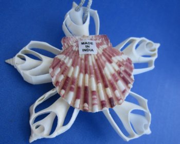 Wholesale Shell Flower Ornaments, 3-1/2 inches long - 10 pcs @ $1.50 each; 50 pcs @ $1.35 each