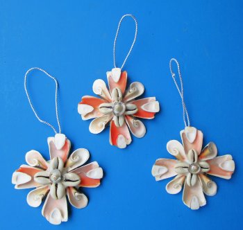 4 inch Peach Shell Flower Ornaments - 6 pcs @ $1.40 each; 30 pcs @ $1.25 each