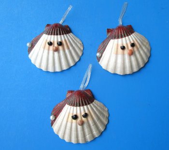 Santa Seashell Christmas Ornaments 4 inch - 10 pcs @ $1.70 each; 30 pcs @ $1.50 each