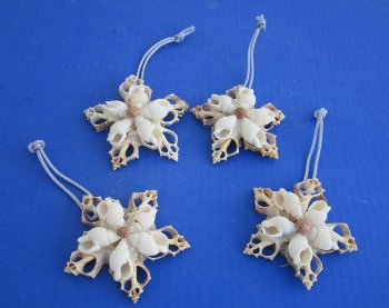 Wholesale Handcrafted Seashell Flower Christmas Ornaments 3 inches - 12 pcs @ $1.00 each; 48 pcs @ $.90 each