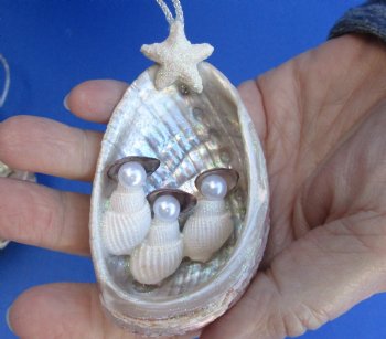 Wholesale Abalone Ornaments with shell figures & White Starfish 3 inches - 10 pcs @ $1.00; 60 pcs @ $.90 each