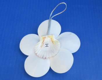 4-3/4" Handmade White Seashell Flower Christmas Tree Ornaments - 6 pcs @ $.80 each; 60 pcs @ $.72 each