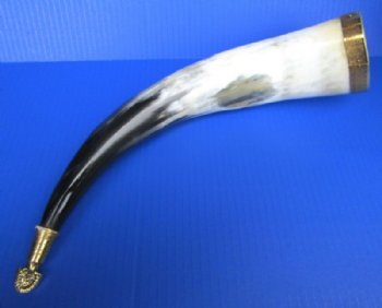 Wholesale Decorative Drinking Horns with Rod Iron Stand 15 to 18 inches - 2 pcs @ $14.75; 8 pcs @ $13.25 each