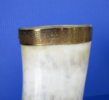 Wholesale Decorative Drinking Horns with Rod Iron Stand 15 to 18 inches - 2 pcs @ $14.75; 8 pcs @ $13.25 each