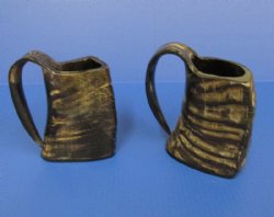Wholesale Semi Polished buffalo horn mug measuring 5" tall - 2 pcs @ $15.50 each; 12 pcs @ $13.50 each