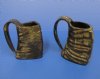Wholesale Semi Polished buffalo horn mug measuring 6" tall.  You are buying a semi polished buffalo horn mug similar to the ones pictured $21.00 each; Packed: 12 pcs @ $18.50 each