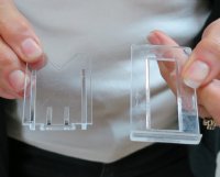 2 Piece Plastic Acrylic Easel Stands, Shell Stands, Agate Stands 3-3/8" x 2-1/8" x 3" - 12 pcs @ $.90 each; 60 pcs @ $.80 each 
