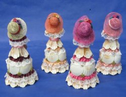 Wholesale Seashell Dolls with Center Cut Strombus and Pecten Shells Assorted Colors - Packed: 3 pcs @ $4.75 each; Packed: 15 pcs @ $4.25 each  