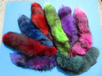 Extra Large Dyed Two-Tone Fox Tails 18 to 22 inch long - (2 pc, 8 pc)