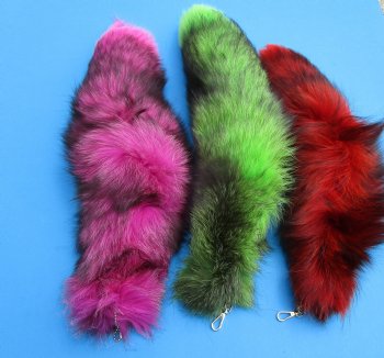 Extra Large Dyed Two-Tone Fox Tails 18 to 22 inch long - (2 pc, 8 pc)
