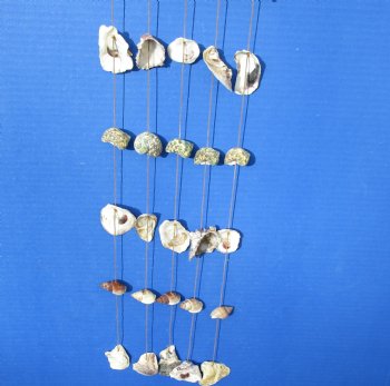 19 inches Wholesale Hanging Shell Wall Decor with oyster, green turbo and brown land snails  - 5 pcs @ $2.75 each 