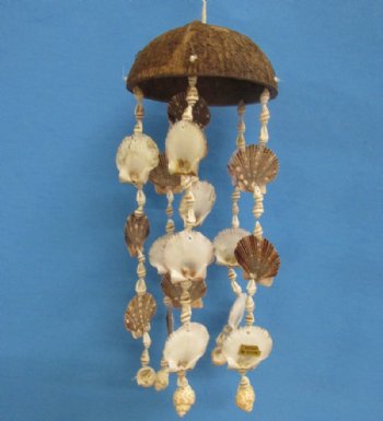 11 inches Seashell Wind Chimes Wholesale made with pecten, babylon and nassa shells -  6 pcs @ $3.00 each; 24 pcs @ $2.70 each