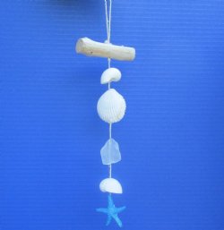 Wholesale Small Single Strand Shell Hanger with Starfish and Seaglass - 10 pcs @ $1.00 each; 50 pcs @ $.90 each