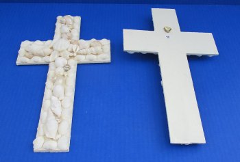 Wholesale 12 by 7 inches Seashell Cross Wall Plaque - 2 pcs @ $4.90 each