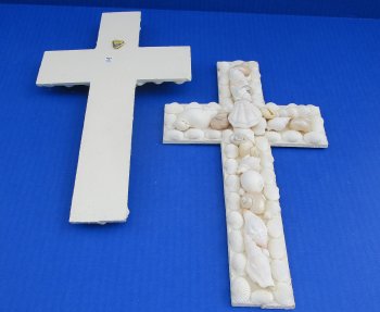 Wholesale 12 by 7 inches Seashell Cross Wall Plaque - 2 pcs @ $4.90 each