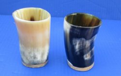 Wholesale Buffalo Horn cup with wood bottom - 3 inches tall - 2 pcs @ $5.75 each;12 pcs @ $5.25 each <font color=red>*Sale* </font>
