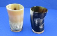 Wholesale Buffalo Horn cup with wood bottom - 3 inches tall - Packed: 2 pcs @ $7.50 each; Packed: 12 pcs @ $6.75 each
