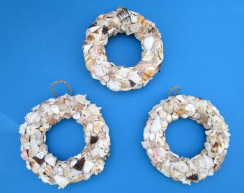10 inch Round Seashell Wreath with cut shells - 2 pcs @ $8.50 each