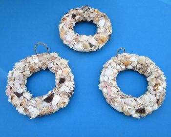 10 inch Round Seashell Wreath with cut shells - 2 pcs @ $8.50 each